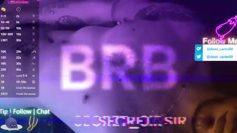 Snapshot of secret_sir chatting on July 1, 9:58 pm Dean Carter online show from July 1, 9:58 pm