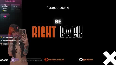 Snapshot of inarafoxxx chatting on January 6, 3:53 am Inarafoxx online show from January 6, 3:53 am