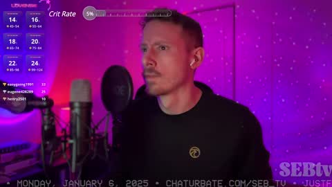 Snapshot of seb_tv chatting on January 6, 10:15 pm Sebastian online show from January 6, 10:15 pm