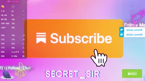 Snapshot of secret_sir chatting on September 9, 10:20 pm Dean Carter online show from September 9, 10:20 pm